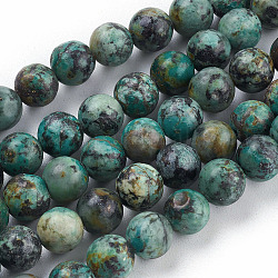 Brins de perles turquoises africaines naturelles (jaspe), ronde, 8mm, Trou: 1mm, Environ 49 pcs/chapelet, 15.5 pouce