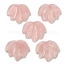 Colgantes tallados de cuarzo rosa natural, charms de la hoja, 43~44x49~50x7~7.5mm, agujero: 1.4 mm