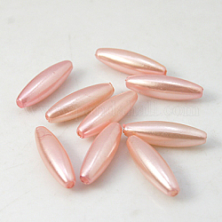 ABS Plastic Imitation Pearl, Drum, Pink, 19x6mm, Hole: 1mm