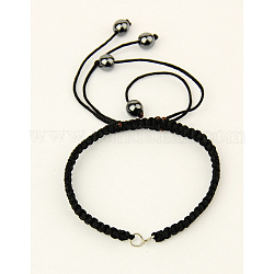 Nylon tressé fabrication de bracelets, agréable pour les bijoux DIY faisant, noir, longueur d'environ 165 mm ,  largeur de 5 mm