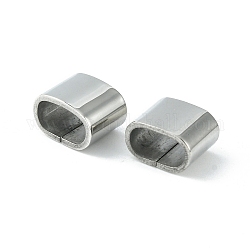 304 charms per diapositive in acciaio inossidabile / perle scorrevoli, per fare braccialetti con cordoncino di cuoio, ovale, colore acciaio inossidabile, 8x10.2x6.3mm, Foro: 8x4.2 mm