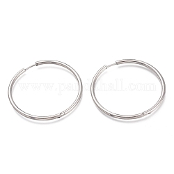 201 Stainless Steel Huggie Hoop Earrings, with 304 Stainless Steel Pin, Hypoallergenic Earrings, Ring, Stainless Steel Color, 45x2.5mm, 10 Gauge, Pin: 1mm