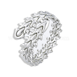 201 anello per polsino aperto con foglia in acciaio inossidabile per donna, colore acciaio inossidabile, misura degli stati uniti 9 1/4 (19.1mm)