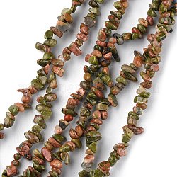 Chapelets de perles en unakite naturelle, puce, 1.5~4.5x3~13x2.5~8mm, Trou: 0.6mm, 30.94~31.97 pouce (78.6~81.2 cm)
