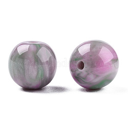 Perles en résine, pierre d'imitation, ronde, violette, 12x11.5mm, Trou: 1.5~3mm