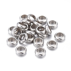 201 Edelstahl-Abstandhalter-Perlen, Rondell, Edelstahl Farbe, 6x2 mm, Bohrung: 4 mm