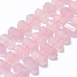 Chapelets de perles en quartz rose naturel, facette, pointu/puce à double terminaison, 20~31x12~14x10~13mm, Trou: 1.8mm, Environ 23~24 pcs/chapelet, 15.55 pouce (39.5 cm)
