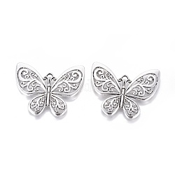 Tibetan Style Alloy Pendants, Butterfly, Cadmium Free & Lead Free, Antique Silver, 48.5x56x2.5mm, Hole: 4x5.5mm