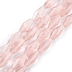 Perles en verre transparentes, facette, Toupie, rose brumeuse, 12x6mm, trou: 1mm, environ 50 pcs/chapelet, 23.98'' (60.9 cm)