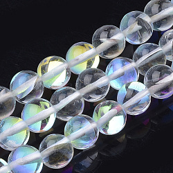 Synthetic Moonstone Beads Strands, Holographic Beads, Dyed, Round, Clear, 10mm, Hole: 1.2mm 40pcs/strand, 15.7 inch
