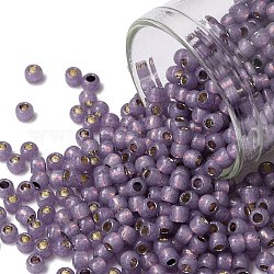 Toho runde Saatperlen, japanische Saatperlen, (pf2108) permafinish lavendel opal silber ausgekleidet, 8/0, 3 mm, Bohrung: 1 mm, ca. 220 Stk. / 10 g