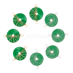 Arricraft 8 piezas 2 colores natural malasia jade conector encantos, con alambre de cobre ecológico envuelto, donut / pi disc, color mezclado, 38~39x25~25.5x6.5~7mm, agujero: 3.2~3.5 mm, 4 piezas / color