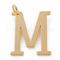 Золотые латунные подвески, долговечный, буквы, letter.m, 27x22x1.5 мм, отверстие : 3.5 мм