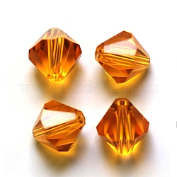 Perles d'imitation cristal autrichien, grade AAA, facette, Toupie, orange, 6x6mm, Trou: 0.7~0.9mm