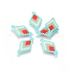 Liens de perles de rocaille japonaises miyuki & toho, motif de tissage, losange, turquoise pale, 23~24x13~14x1.7mm, Trou: 1.5mm
