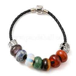 Bijoux chakra, bracelets de cordon de perles de pierres naturelles, avec les accessoires en laiton, abaque, 7-7/8 pouce (20 cm), 3mm
