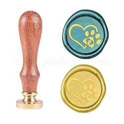 CRASPIRE Wax Seal Stamp Pet Footprints, Vintage Sealing Stamp 25mm Replaceable Brass Head with Wood Handle for Envelope Cards Craft Wedding Decoration