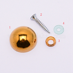 ステンレス鋼の半円形のリベット  鉄ネジ付き  プラスチックと真鍮のリング  ゴールドカラー  25.5x12.5mm  穴：8.5mm