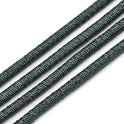 Cordones de poliéster & algodón, con la cadena de hierro en el interior, verde oscuro, 4mm, alrededor de 54.68 yarda (50 m) / paquete