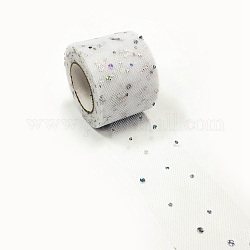 Rubans de maille déco à paillettes scintillantes, tissu de tulle, Tissu à carreaux en tulle pour la fabrication de jupe, blanc, 2 pouce (5 cm), environ 25yards / rouleau (22.86m / rouleau)