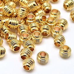 Eco-Friendly Brass Column Beads, Lead Free & Cadmium Free & Nickel Free, Golden, 5x6mm, Hole: 3mm
