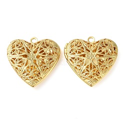 Rack Plating Brass Locket Pendants, Photo Frame Charms for Necklaces, Lead Free & Cadmium Free, Long-Lasting Plated, Hollow Heart Charm, Golden, 26x25.5x7mm, Hole: 2mm, Inner Diameter: 28.5x26.5mm