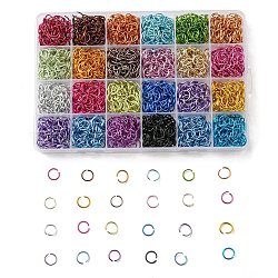 2040 pz 24 colori filo di alluminio anelli di salto aperti, anello rotondo, colore misto, 18 gauge, 10x1mm, diametro interno: 8mm, 85 pz / colore