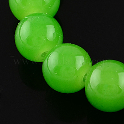 Jelly Style Round Spray Painted Glass Beads Strands, Lime Green, 8mm, Hole: 1mm, about 104pcs/strand