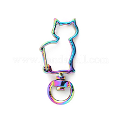 Drehbare Karabinerverschlüsse aus Legierung, Katze, Regenbogen-Farb, 42 mm