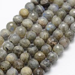 Chapelets de perles en labradorite naturelle , a- année, facette, ronde, 4mm, Trou: 1mm, Environ 107 pcs/chapelet, 15.1 pouce (38.5 cm)