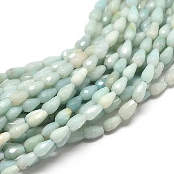 Brins de perles en amazonite naturelle, facette, 7x5mm, Trou: 1mm, à propos 53pca / brin, 16 pouce