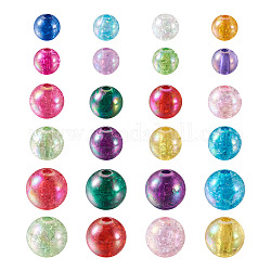 Perles en acrylique transparentes craquelées, couleur ab , ronde, couleur mixte, 8~12mm, Trou: 0.25~2mm, 450 pièces / kit