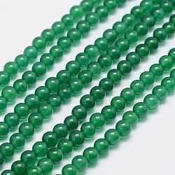 Grade A Natural Agate Round Beads Strands, Dyed, Green, 6mm, Hole: 1mm, about 63pcs/strand, 15.5 inch