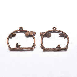 Alloy Pendants, Lead Free and Cadmium Free, Ring, Red Copper Color, 26x27x1mm, Hole: 1.5mm