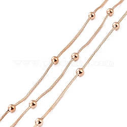 Vacuum Plating 304 Stainless Steel Snake Chains, Satellite Chains, with Spool, Soldered, Rose Gold, 1.5mm, about 32.81 Feet(10m)/Roll
