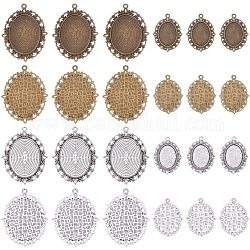 Kits de supports de pendentif en alliage pandahall élite bricolage, plateaux cabochons ovales, couleur mixte