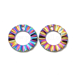Ion Plating(IP) 
304 Stainless Steel Pendants, Round Ring Charm, Rainbow Color, 18x3mm, Hole: 1.8mm