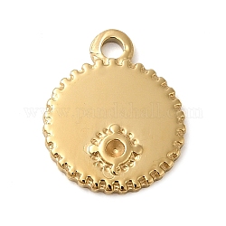 304 Stainless Steel Pendant Rhinestone Settings, Flat Round Charm, Real 14K Gold Plated, Fit for 1.2mm Rhinestone, 13x10x1.4mm, Hole: 1.1mm