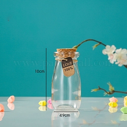 Bottiglia di vetro vuota dei desideri, con tappo di sughero e etichette di carta in stile casuale e spago di iuta, per la produzione artigianale fai da te, chiaro, 4.9x10cm