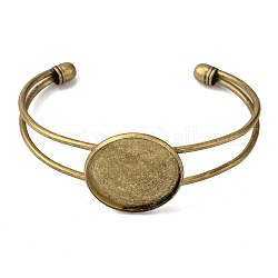 Bracciale fai-da-te in ottone fai-da-te, base del braccialetto vuota, con cabochons di vetro, bronzo antico, impostazione: vassoio: 25mm, 2-1/2 pollice (6.4 cm), Vetro: 24.5~25x6~7 mm