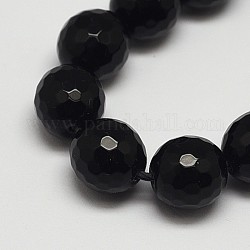 Граненый круглый сорт черных каменных бисерных прядей, окрашенные, черный камень, 10 мм, отверстие : 1 мм, около 38 шт / нитка, 15.3 дюйм