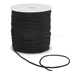 Cordon de noeud chinois en nylon de 100 mètre, ronde, noir, 2mm