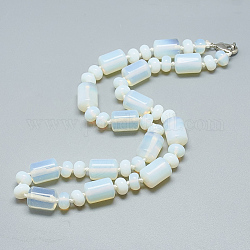 Opalite Perlenketten, mit Alu-Karabiner, Kolumne, 18.1 Zoll ~ 18.5 Zoll (46~47 cm), Spalte: 13~14x10 mm