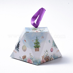 Cajas de regalo de navidad, con la cinta, bolsas para envolver regalos, para regalos dulces galletas, azul claro, 8.1x8.1x6.4 cm