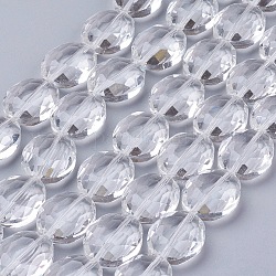 Fili di perline in vetro, fili di perline in cristallo, sfaccettato, ovale, chiaro, 20x16x10mm, Foro: 1 mm, circa 20pcs/filo, 15.7 pollice
