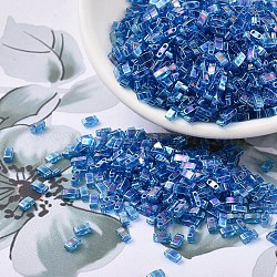 Miyuki halbe Tila Perlen, japanische Saatperlen, 2 Loch, (htl291) transparent capri blau ab, 5x2.3x1.9 mm, Bohrung: 0.8 mm, ca. 1250 Stk. / 50 g