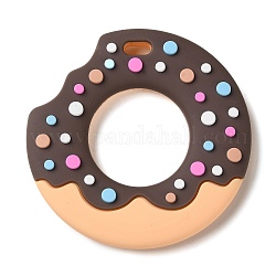 Cuentas focales de silicona ecológicas de calidad alimentaria tipo donut, masticar cuentas para mordedores, cuentas para mordedor diy, coco marrón, 77x11mm, agujero: 5.5x10 mm, diámetro interior: 35 mm