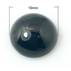 Naturale agata nera cabochon, mezzo tondo/cupola, nero, 10x5mm