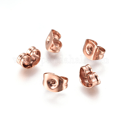 304 гайка из нержавеющей стали, спинки серег-бабочек для серег-почтальонов, розовое золото , 4.5x6x3 мм, отверстие : 0.7 мм