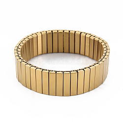 Bracelet extensible empilable rectangle en acier inoxydable, bloc de carreaux large bracelet pour hommes femmes, or, diamètre intérieur: 2 pouce (5.2 cm)
